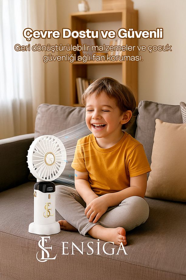 Lcd Ekranlı Şarjlı Mini El Boyun Masa Fanı Seyahat Taşınabilir Fan Aralığı Şarjlı Yüksek Şarj - 7