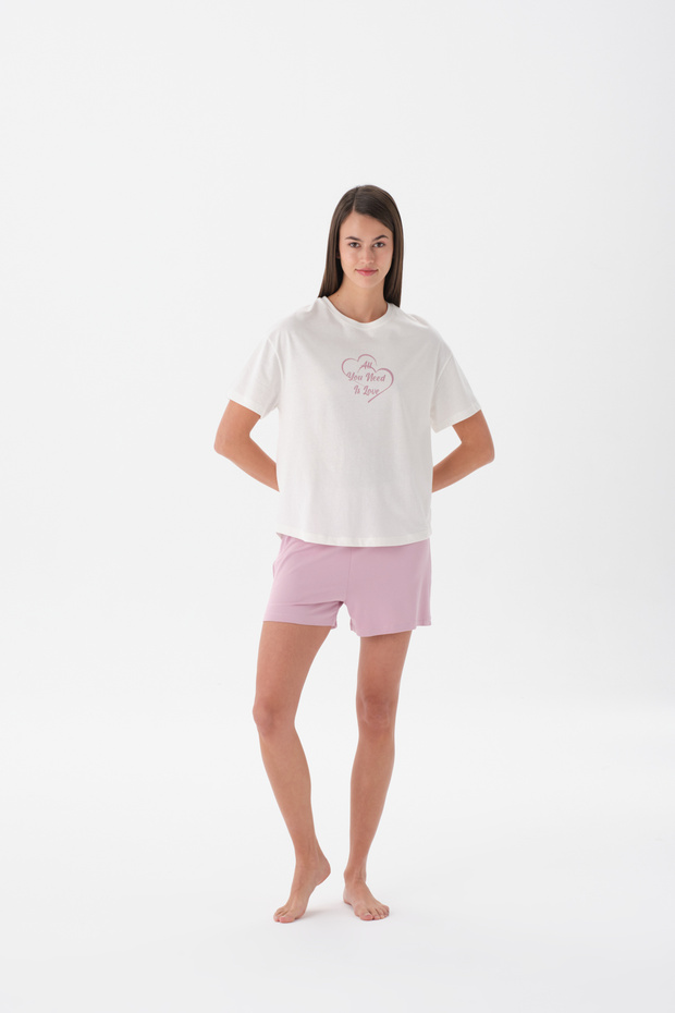 Pijama O Yaka Şort Tk. - 1