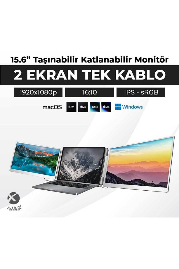 15.6″ İkili Taşınabilir Monitör Çoklu Ekran Fhd Notebook Monitör - 5