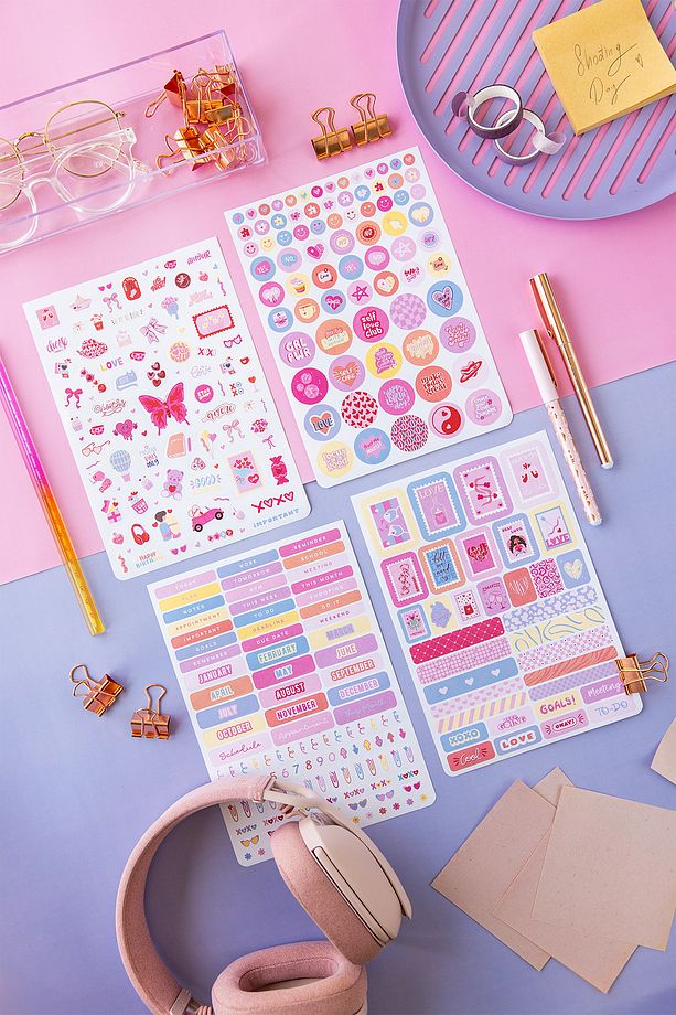 A5 Sticker Book 1183 Adet 18 Yaprak Renkli Etiket Defteri - 6