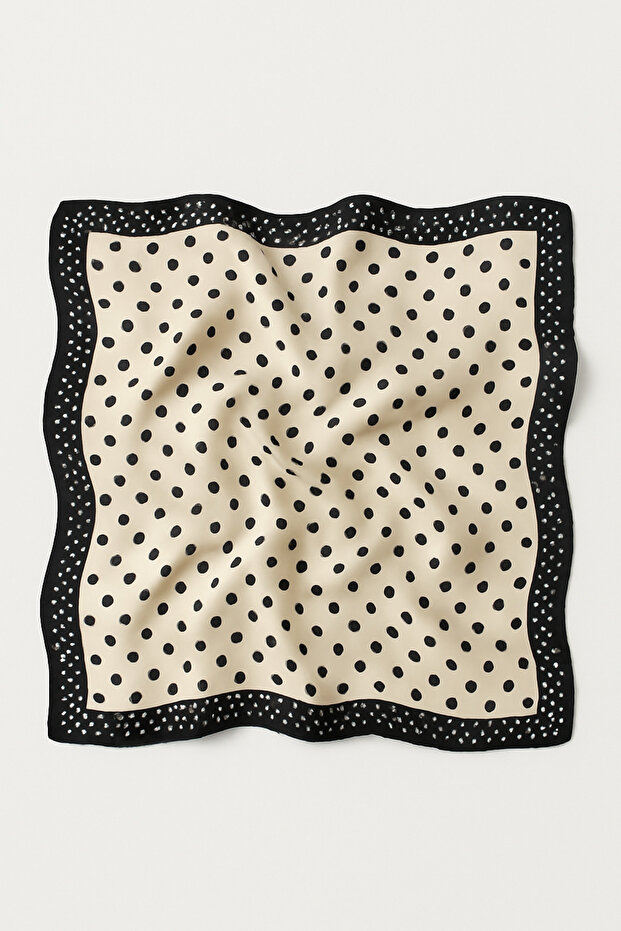 Siyah Noktalı Beyaz Fular - 6