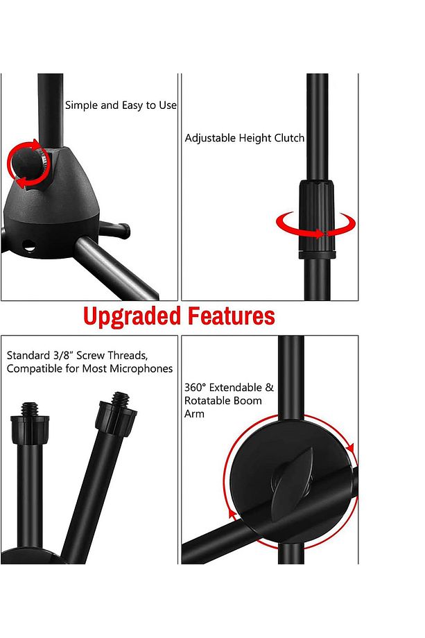 2in1 Mikrofon Stant Katlanabilir Açısı Ayarlanabilir 180cm Maksimum Uzunluk Model 103 - 4