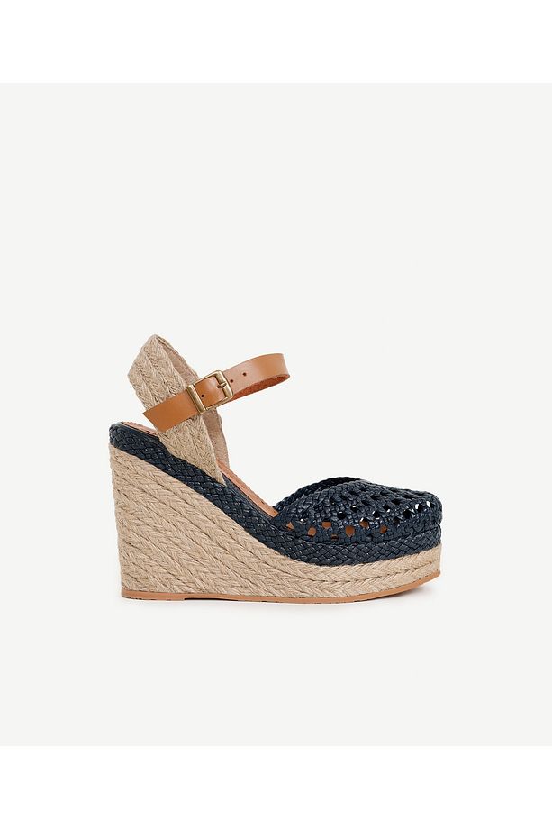 Deri Örgü Yüksek Taban Espadril - 1