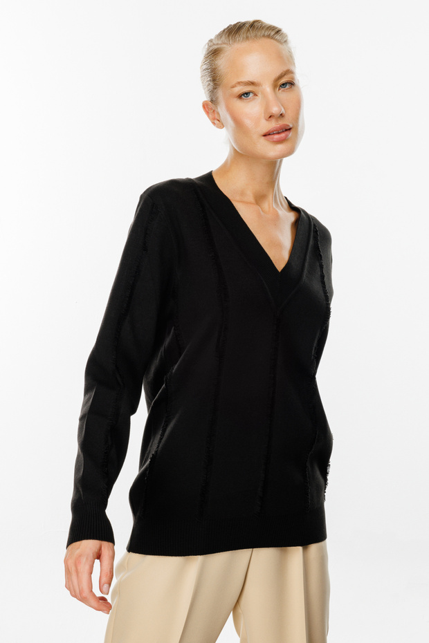 45321 Teks V Yaka Şerit Kırçıllı Kazak - 2