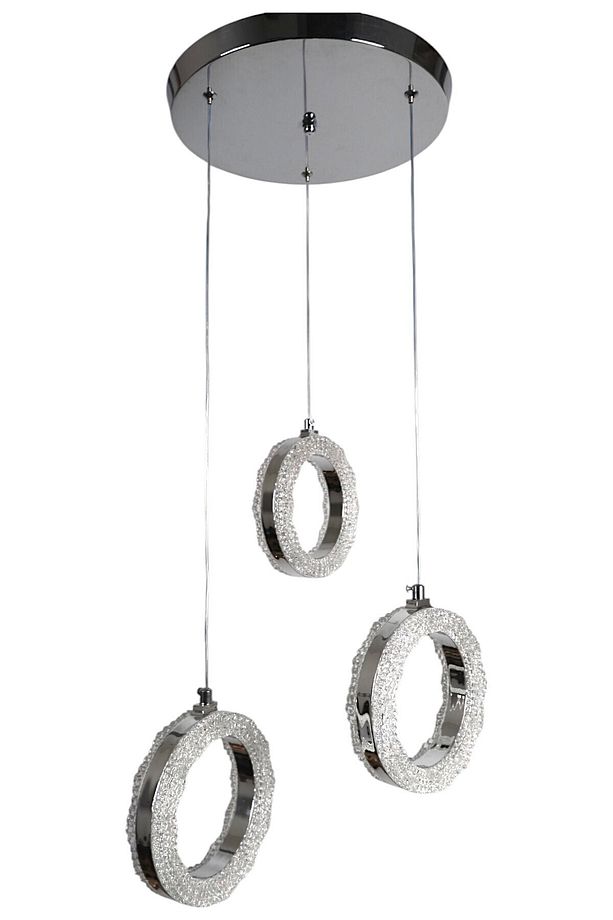 Işıl Krom Modern Avize  Salon Mutfak Oturma Odası Antre Tekli 3lü Sarkıt Sıralı - 3