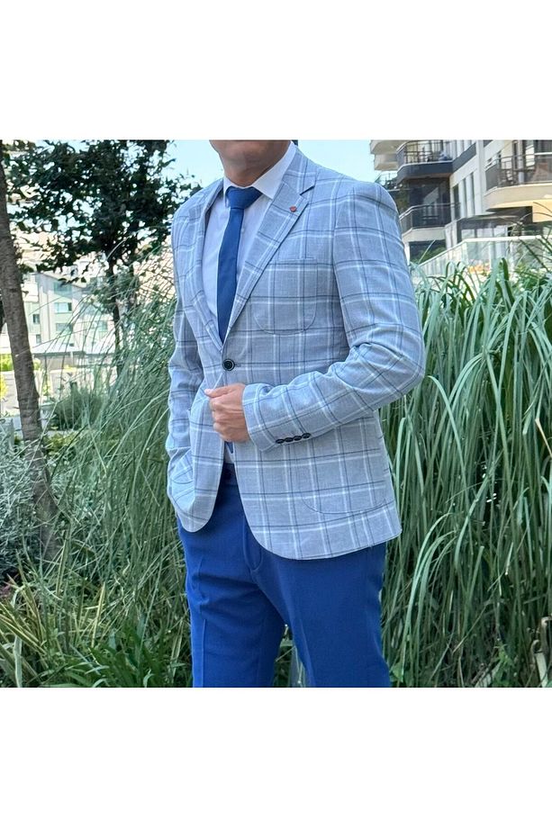 BLAZER SLIM FIT YARIM ASTARLI BLAZER TEK CEKET 7148-1 R3 - 4