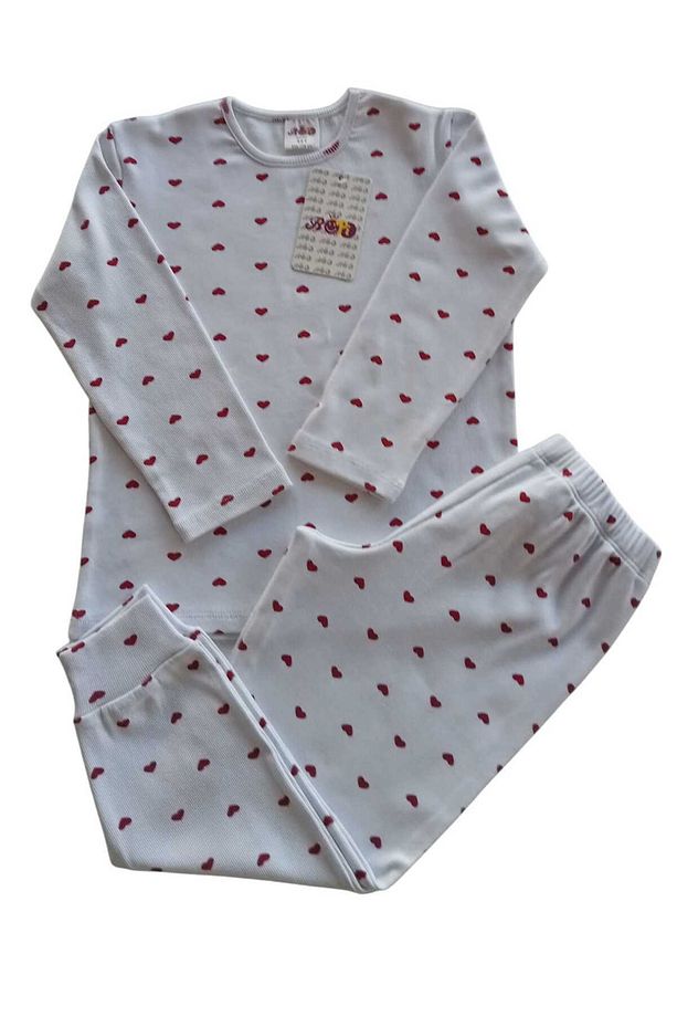 Kız Çocuk Kalp Desenli Pijama Takımı - 3