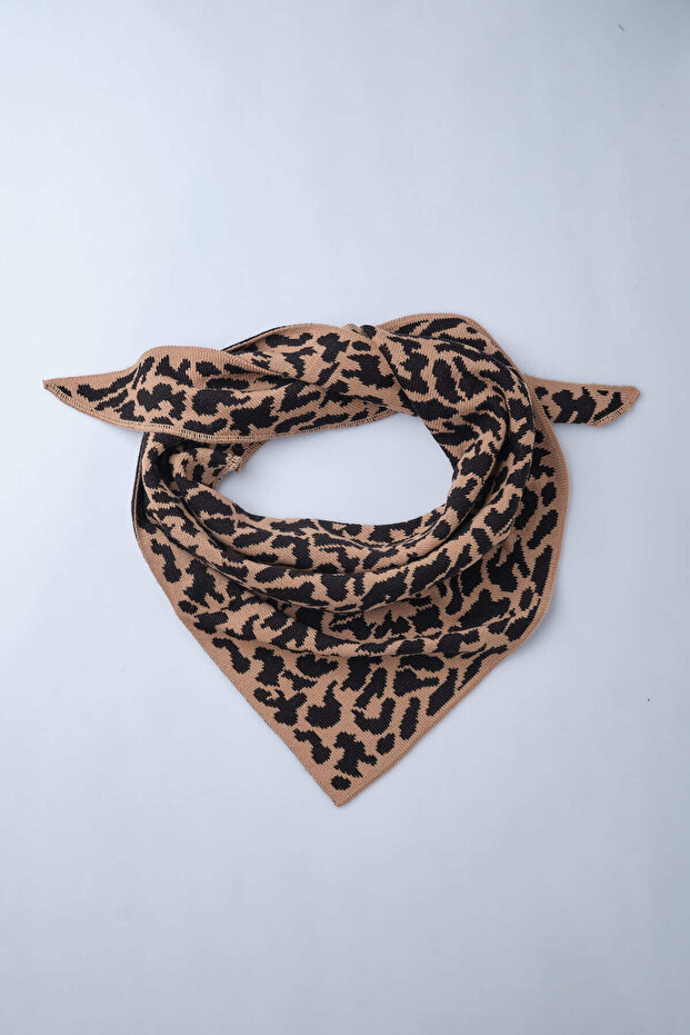 Leopar Desenli Triko Fular - 3