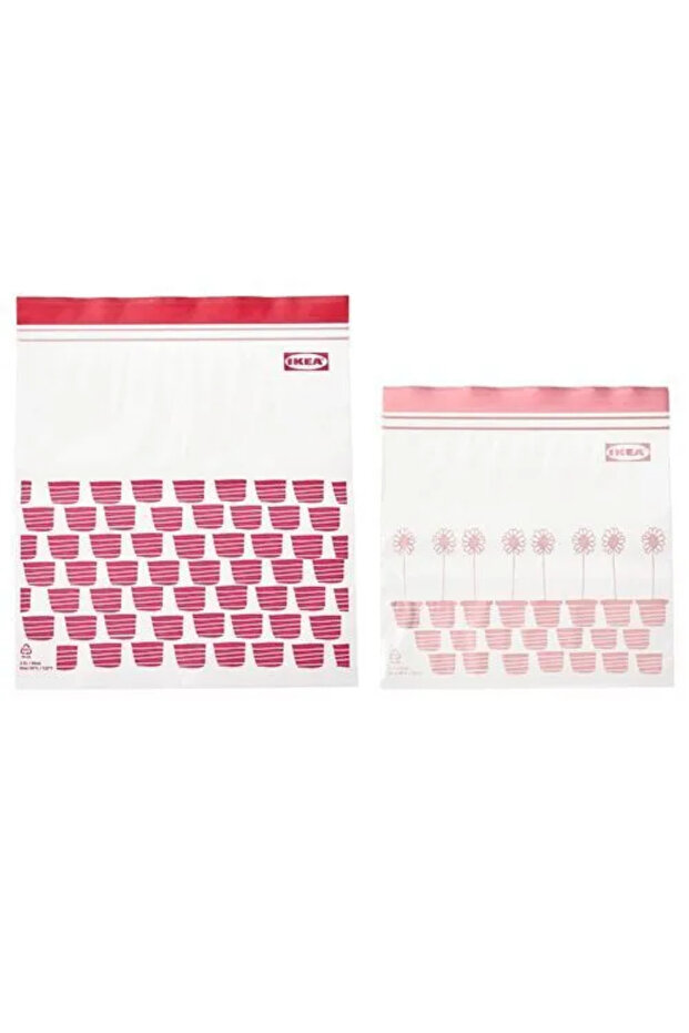 50 Pieces of 1.2 Liter and 2.5 Liter Lockable Refrigerator Bags Pink/Red