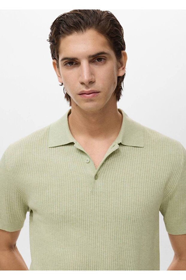 Fitilli örgü polo gömlek - 7