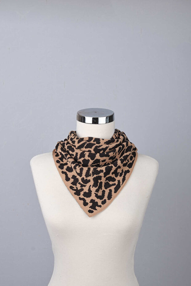 Leopar Desenli Triko Fular - 2