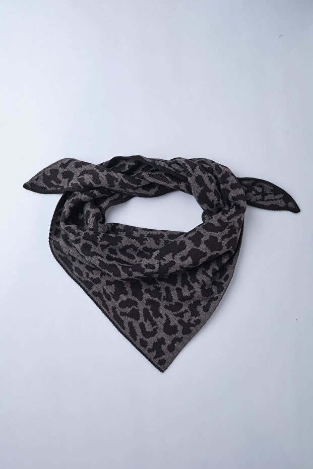 Leopar Desenli Triko Fular - 4