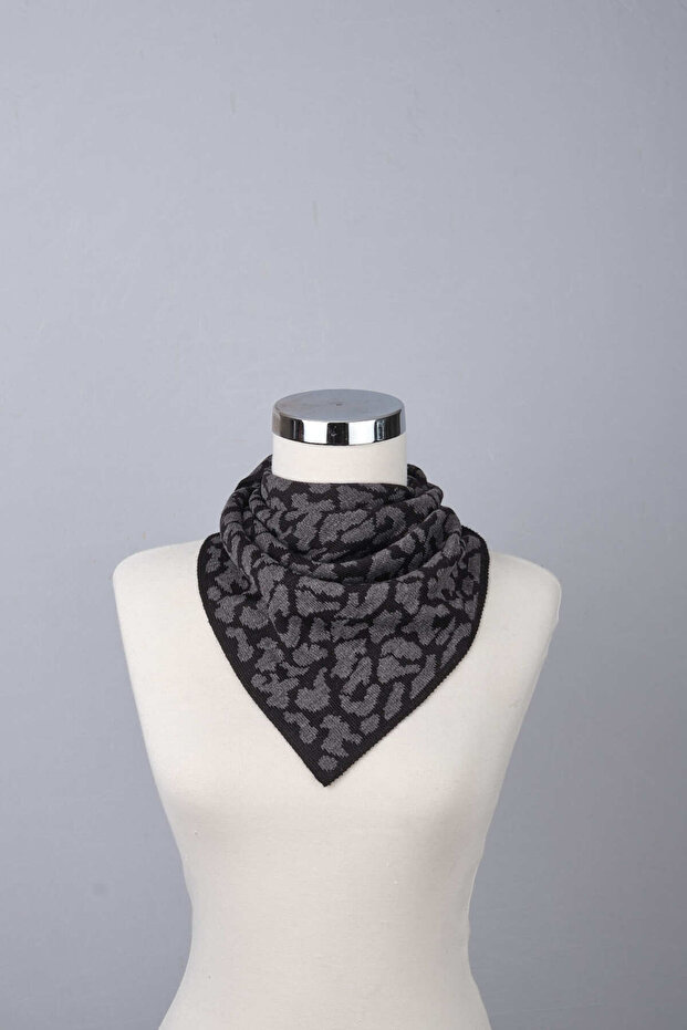 Leopar Desenli Triko Fular - 3