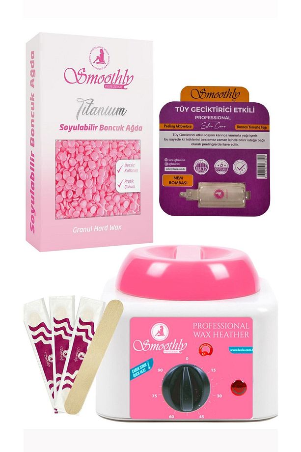 Soyulabilen Boncuk Ağda 250gr + Ağda Isıtıcı Makine + Ağda Losyonu + Spatula Seti - 1