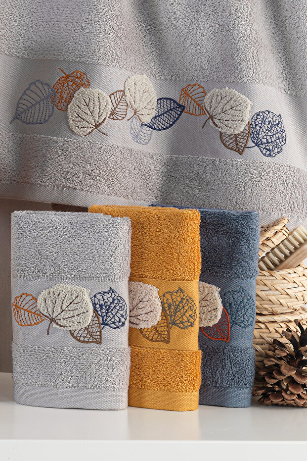Norris - 70% Bamboo / 30% Cotton Embroidered Hand Towels - Set of 6 50X90