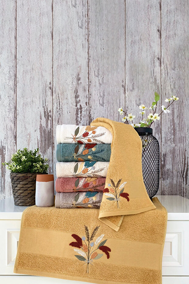 Nova - 70% Bamboo / 30% Cotton Suzeni Embroidered Hand Towels - Set of 6 50X90