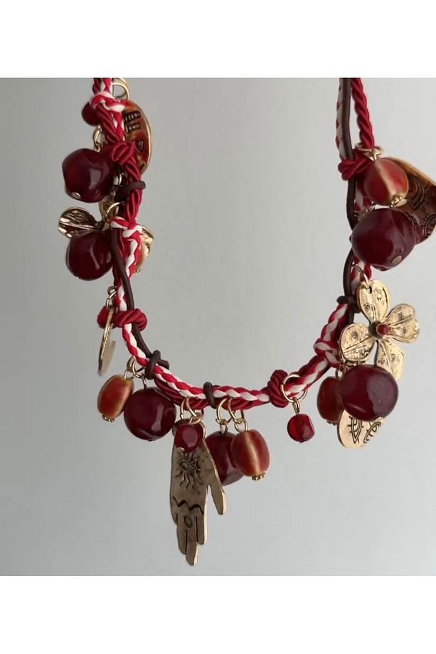 Bordo bohem kolye Z.ra kolye Charm kolye - 2