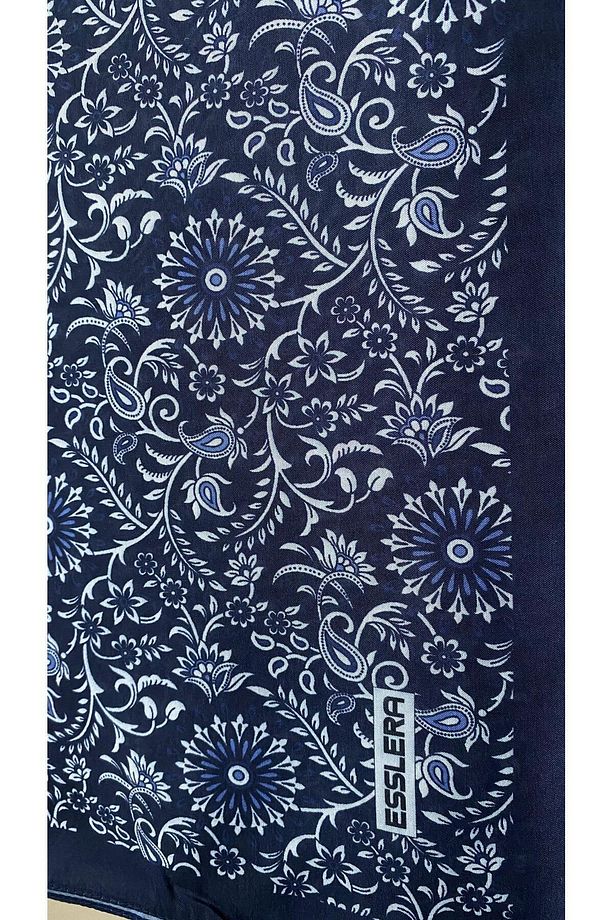 Lacivert Saray Motifi Desenli Soft Eşarp - 8