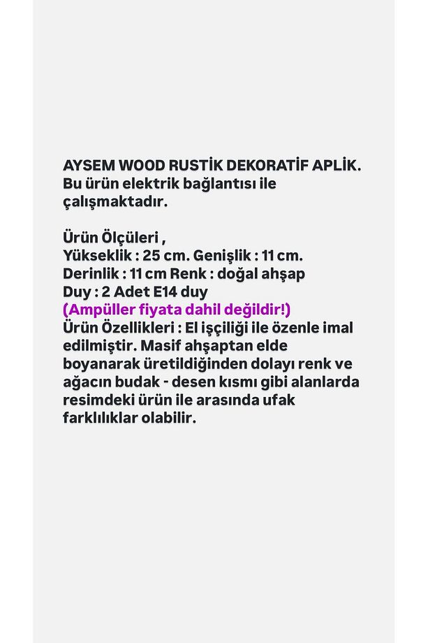 Yansıtma Tasarımlı Çift Yönlü Ahşap Salon Hol Cafe Otel Duvar Aplik Avize - 5