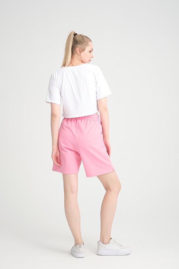 5001 Kadın Esnek Kumaşlı Kordonlu Nakışlı Cepli 2 Iplik Penye Kumaşşort - 5