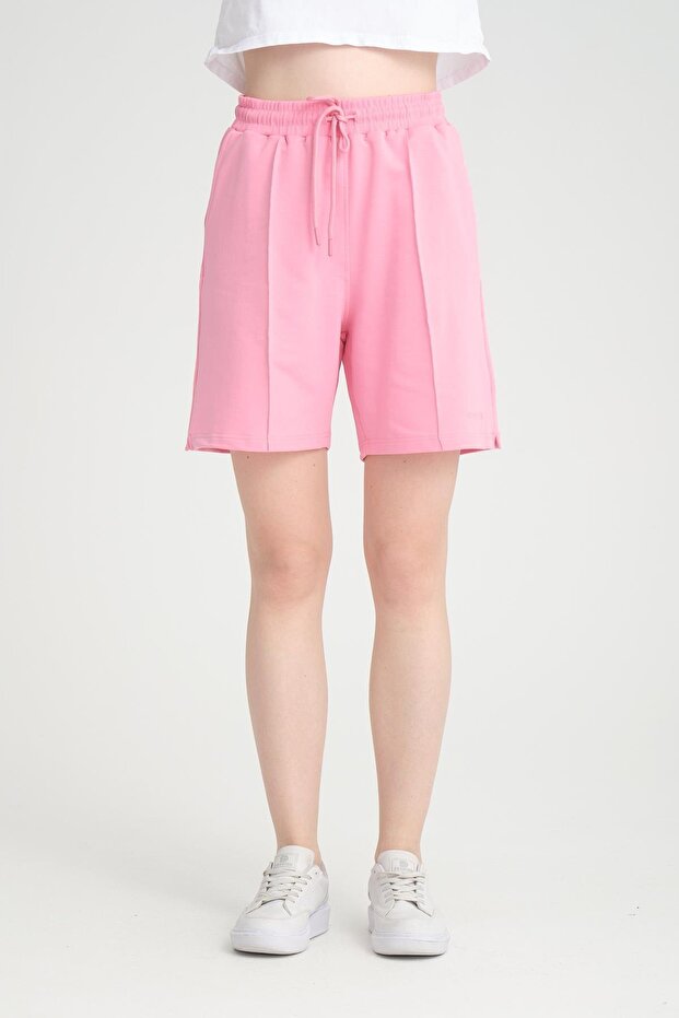 5001 Kadın Esnek Kumaşlı Kordonlu Nakışlı Cepli 2 Iplik Penye Kumaşşort - 1