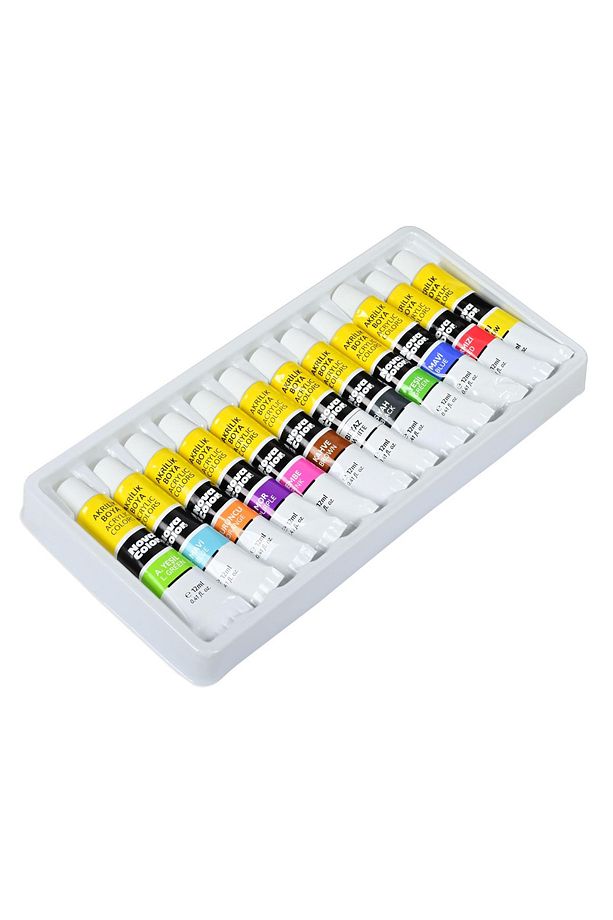 Nova Color 12 Renk Akrilik Boya Tüp 12 ml Portatif Metal Şövale Seti - 4