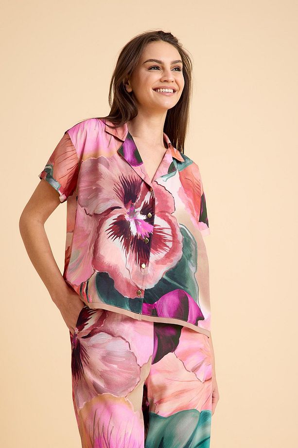 Paradise Sklamen Ultra Hafif Viskon İpeksi Pijama Set - 8