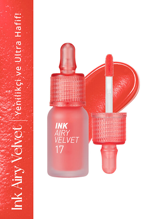 Long-Lasting Lightweight Formula Velvet Finish Tint Peripera Ink Airy Velvet(17Attached Orange Pink)