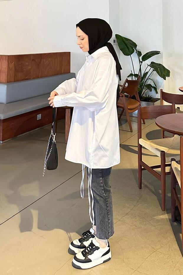 Oversize Gömlek Beyaz - 1