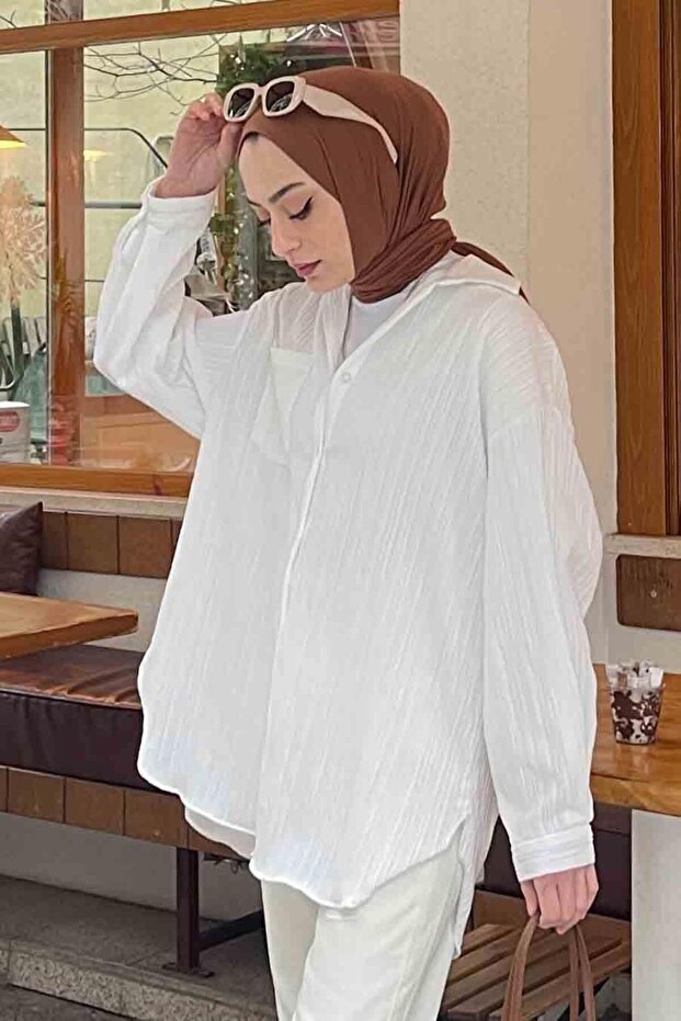 Kraşlı Gömlek Beyaz - 2