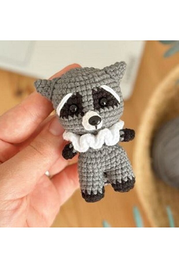 Knitted Raccoon Keychain