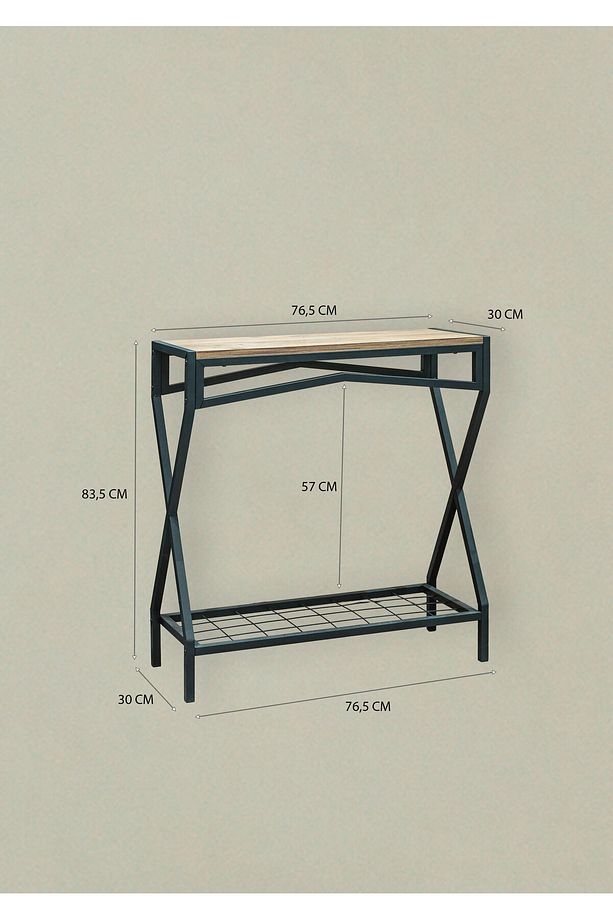 Gold Dresuar Ahşap Raflı Metal Dekoratif Stand Çok Amaçlı Salon ve Hol Rafı - 7