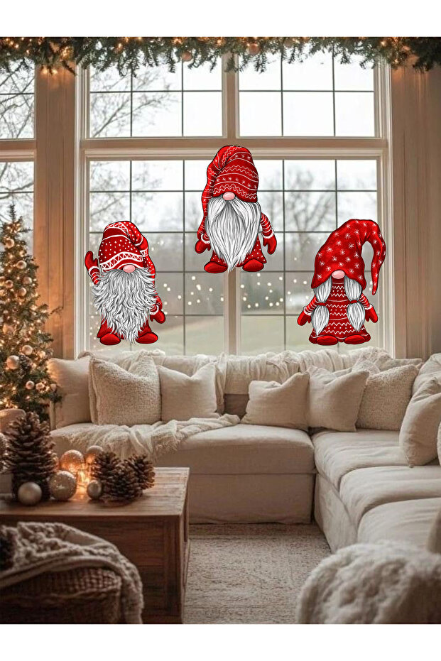 New Year's Red Gnomes Decorative Glass, Wall, Caravan Sticker