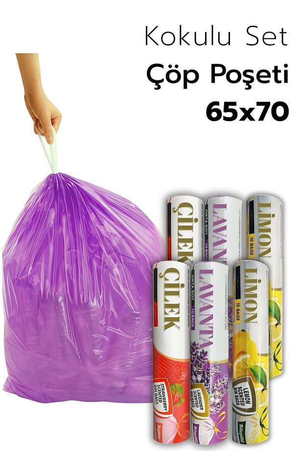 6 Rulo 60 Adet Çok Avantajlı Paket 65x70 Mega Boy Büzgüllü Çöp Torbası 60 Lt - | Çöp Poşeti - 1