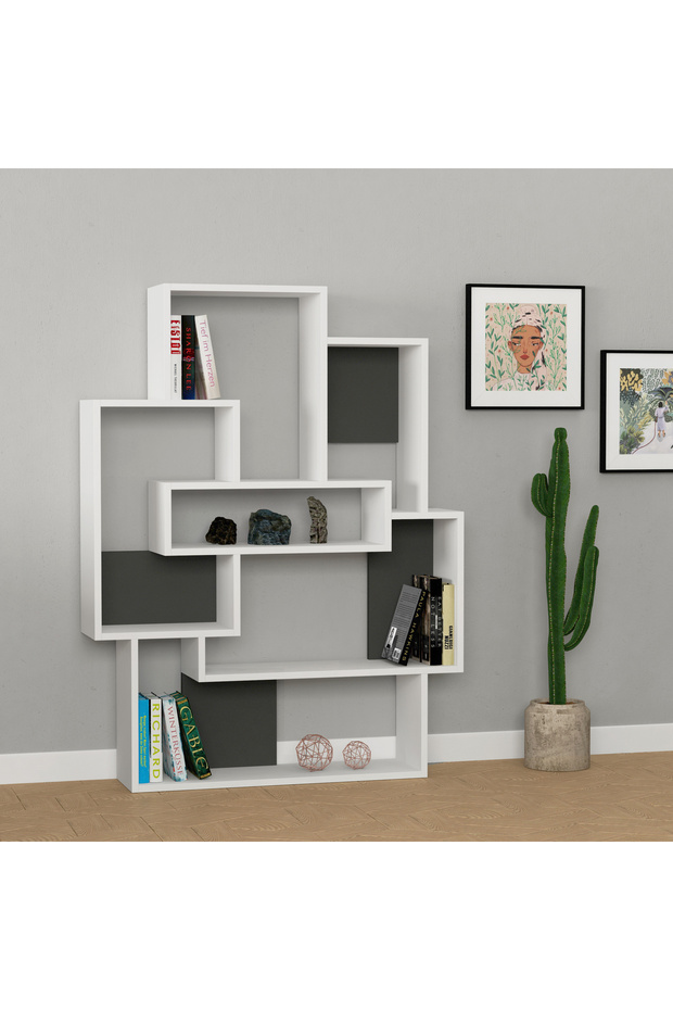 Barce Modern Bookcase Display Unit White Grey