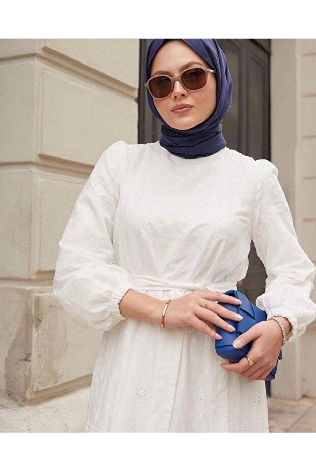 Dantel Detay Brode Elbise - 4