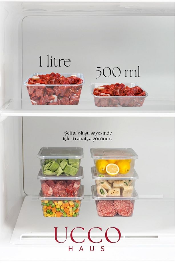 20(10 10) Adet Ekonomik Saklama Kabı Seti – 10x500 ml 10x1000 ml Mikrodalga Buzluk Dondurucu Erzak - 3