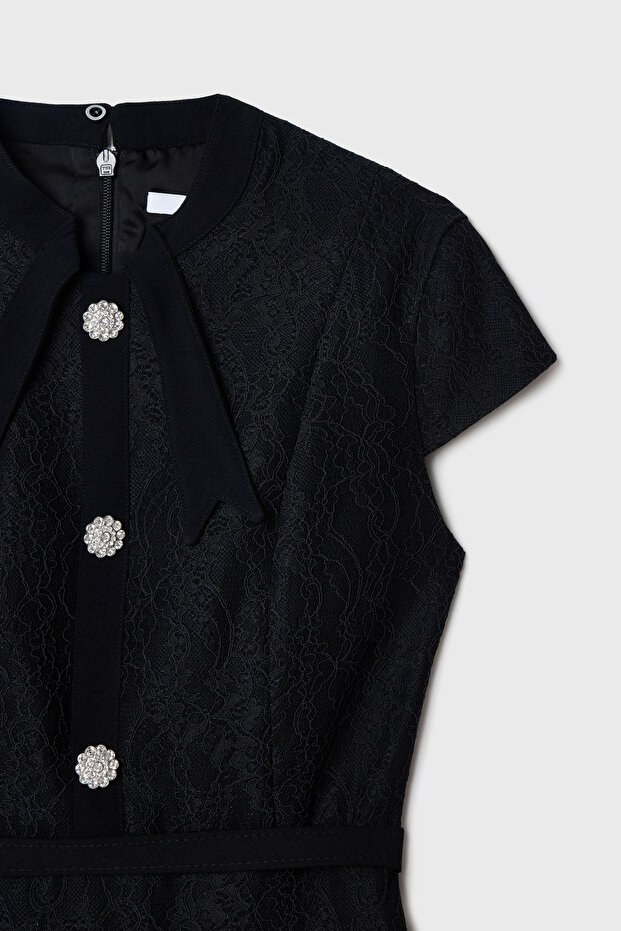 Night Zoom Dantelli Mini Elbise - 7