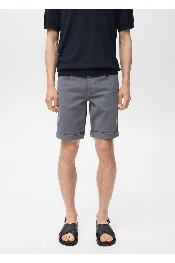 Slim fit kot bermuda şort - 8