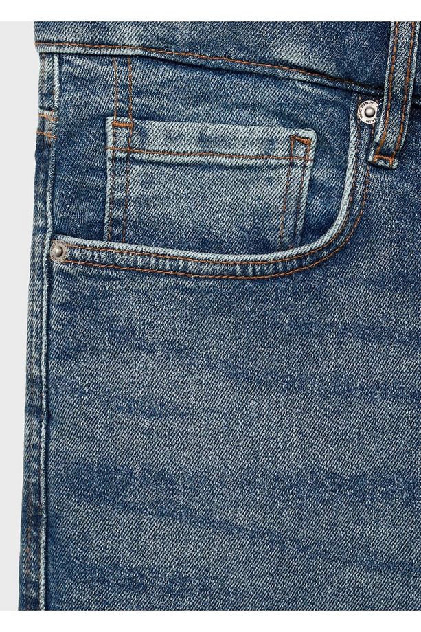 Slim fit kot bermuda şort - 7