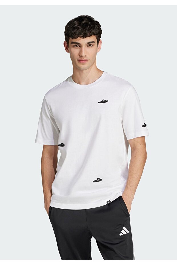 JJ3999-E adidas M L Slıdes Tee Erkek T-Shirt Beyaz - 7