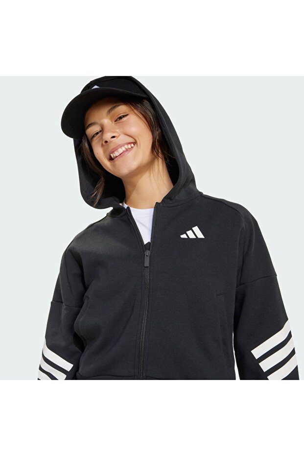Future Icons 3-Stripes Full-Zip Kids Kapüşonlu Üst - 5