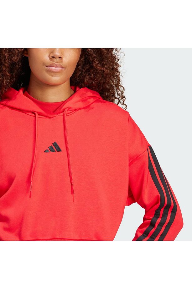 Essentials 3-stripes French Terry Crop Kapüşonlu Üst - 6