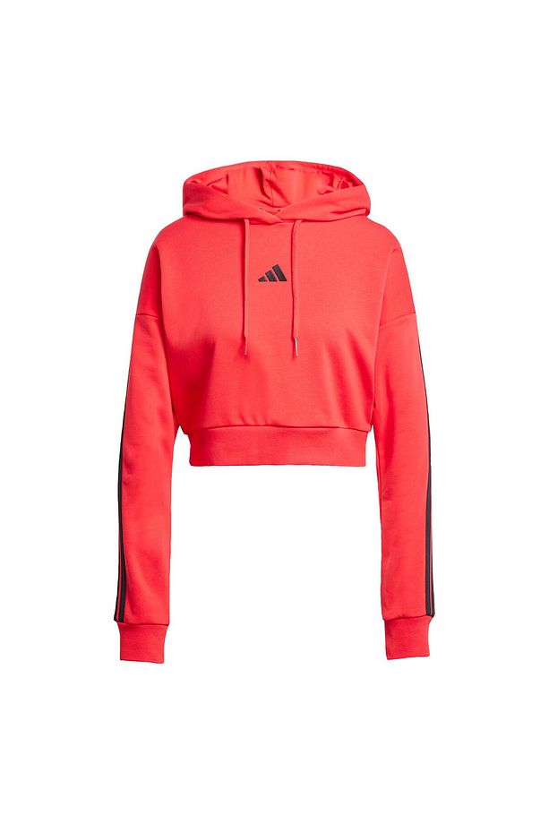 Essentials 3-stripes French Terry Crop Kapüşonlu Üst - 4