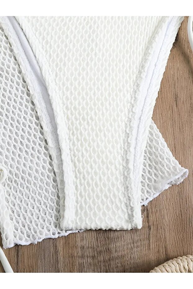 Fileli Beyaz Bikini Takımı - 3