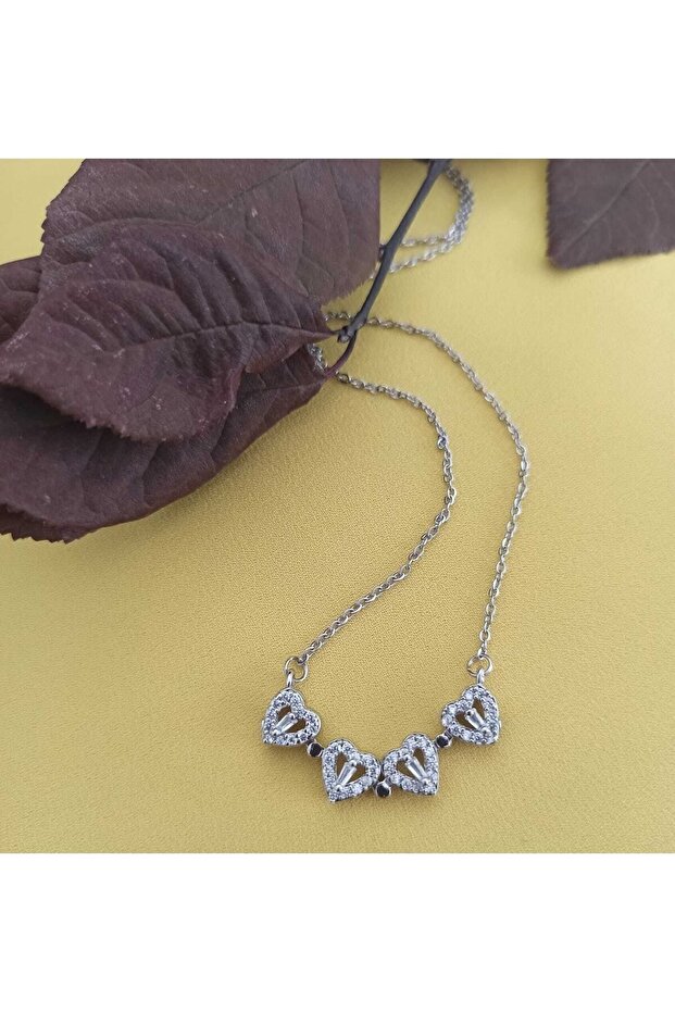 Steel Clover and Heart Magnet Pendant Necklace