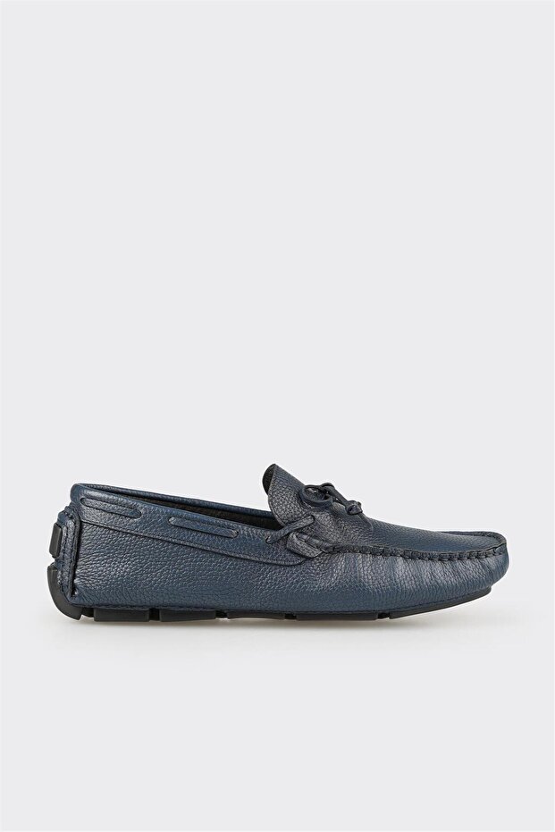 Navy Blue Leather Men's Casual Shoes