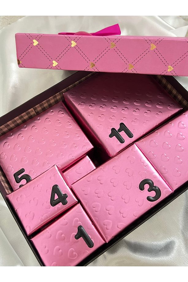 Kişiye Özel 24’lü Takı Advent Calendar Kutusu (İÇERİK AÇIKLAMADA) Pembe Kutu - 4
