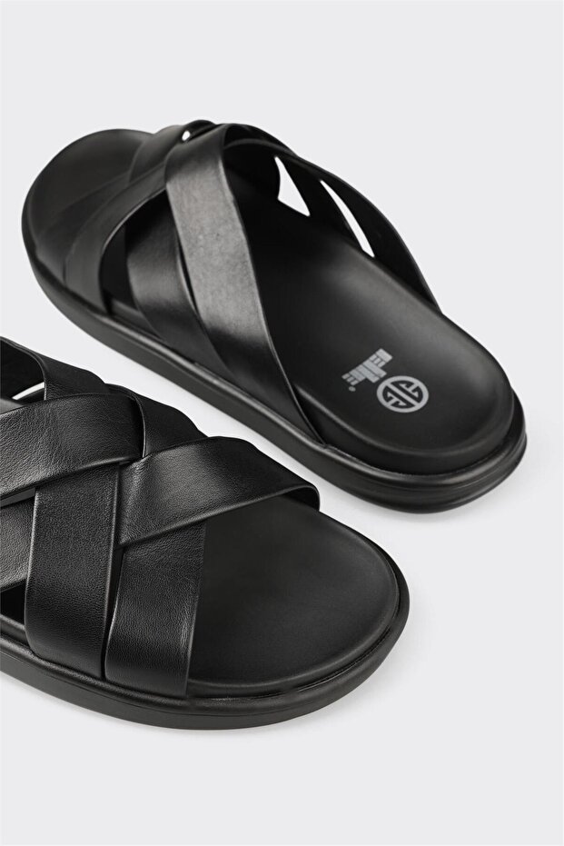 Siyah Deri Erkek Terlik - 5