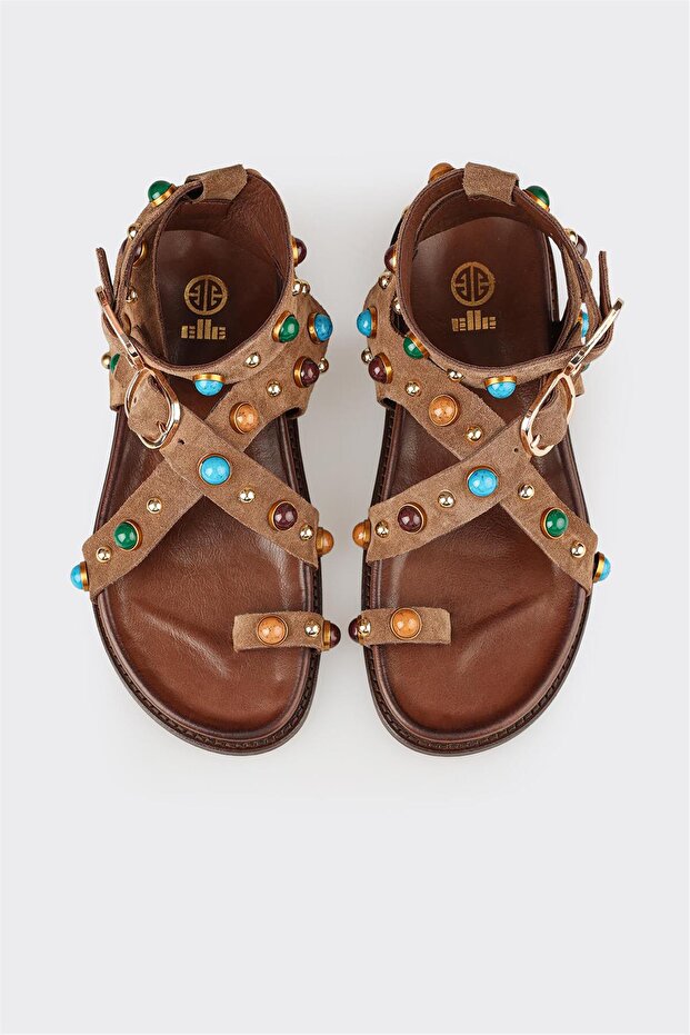 Taba Deri Kadın Sandalet - 4